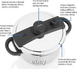 Ezlock Stove Top Pressure Cooker 7 Quart Stainless Steel, Multi Pressure Level