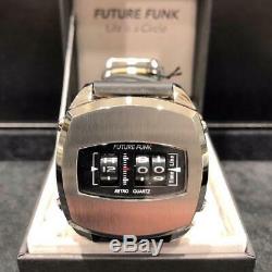 FUTURE FUNK ANALOG Retro Wrist Watch Japan Rare Quarts Mens Leather Band