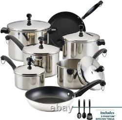 Farberware Classic Stainless Steel Cookware Pots and Pans Set, 15-Piece 50049