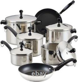 Farberware Classic Stainless Steel Cookware Pots and Pans Set, 15-Piece 50049