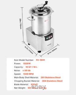 Food Processor Vegetable Chopper 19 Quart Food-Grade Stainless Steel Blender