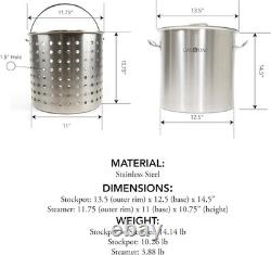 Fryer Pot 32 Quart All Purpose Stainless Steel Tri-Ply Bottom with All Purpo