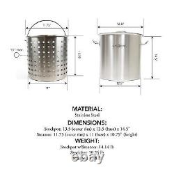 Fryer Pot 32 quart All Purpose Stainless Steel Tri-Ply Bottom with All Pu