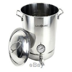 Gas One 8 / 10 / 16 Gallon Beer Brewing Pot with Ball Valve set and thermometer