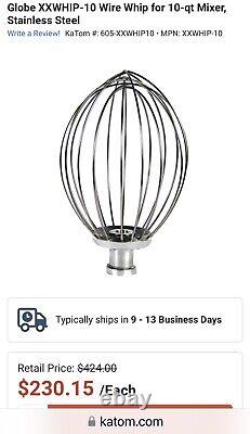 Globe Xxwhip-10 Wire Whip, 10 Quart Mixer, Stainless Steel