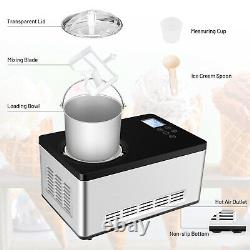 Goplus 2.1 Quart Ice Cream Maker Frozen Machine Stainless with LCD Timer Control