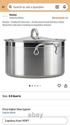 HESTAN PROFESSIONAL PRO-bond Gorgeous Stainless Steel Stockpot with Lid, 8-Quart