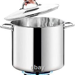 HOMICHEF 16 Quart LARGE Stock Pot with Glass Lid NICKEL FREE Stainless Steel
