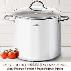 HOMICHEF 16 Quart LARGE Stock Pot with Glass Lid NICKEL FREE Stainless Steel