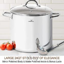 HOMICHEF LARGE STOCK POT 24 Quart With Lid Nickel Free Stainless Steel Cook