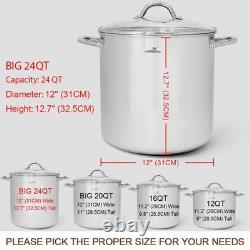 HOMICHEF LARGE STOCK POT 24 Quart With Lid Nickel Free Stainless Steel Cook
