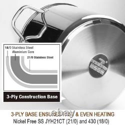 HOMICHEF LARGE STOCK POT 24 Quart With Lid Nickel Free Stainless Steel Cook