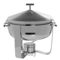 HUBERT Round Chafing Dish, 6 Quart Stainless Steel with Hammered Finish 16 L