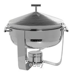 HUBERT Round Chafing Dish, 6 Quart Stainless Steel with Hammered Finish 16 L