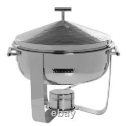 HUBERT Round Chafing Dish, 6 Quart Stainless Steel with Hammered Finish 16 L