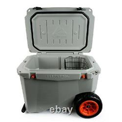 Heavy-Duty Camping Ice Boxes 45-Quart High-Performance Wheeled Cooler Grey