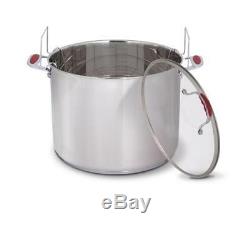 Heavy Duty Stainless Steel 21 Quart (qt.) Water Bath Canner with Rack & Glass Lid