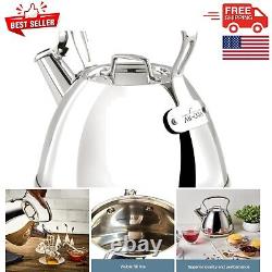 High-Polished 2-Quart Stainless Steel Kettle with Ergonomic Handle & Whistle