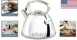 High-Polished 2-Quart Stainless Steel Kettle with Ergonomic Handle & Whistle