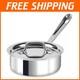 High Straight-sided 1 Quart Stainless Steel Saucepan For Even Heat Distribution