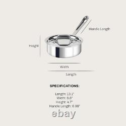 High Straight-Sided 1 Quart Stainless Steel Saucepan for Even Heat Distribution
