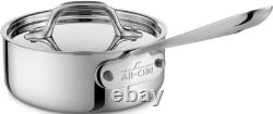 High Straight-Sided 1 Quart Stainless Steel Saucepan for Even Heat Distribution