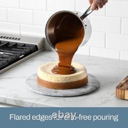 High Straight-Sided 1 Quart Stainless Steel Saucepan for Even Heat Distribution