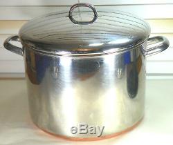 Huge Commercial Grade Copper Clad Bottom Revere Ware 16 QT Quart Stock Pot Pan