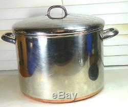 Huge Commercial Grade Copper Clad Bottom Revere Ware 16 QT Quart Stock Pot Pan