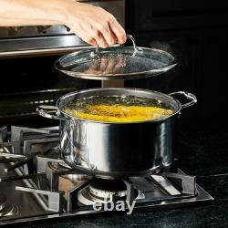 Hybrid Nonstick 8-Quart Stockpot with Tempered Glass Lid, Stay-Cool Handles