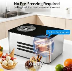 Ice Cream Maker Machine with Compressor 2.1 Quart Stainless Steel Yogurt Maker