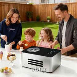 Ice Cream Maker Machine with Compressor 2.1 Quart Stainless Steel Yogurt Maker