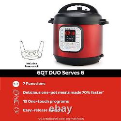 Instant Pot DuoT 6 Quart Multi-Cooker, Red Stainless Steel