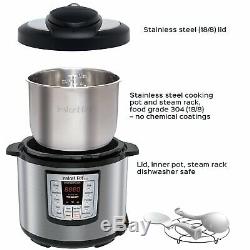 Instant Pot Pressure Slow Cooker 12 in 1 Programmable 6 Quart Steamer Instapot