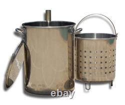 KK30SRP 30 Quart Stainless Steel Turkey Skewer Pot with Basket & Lid