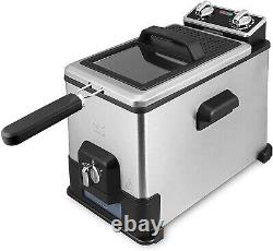 Kalorik FT 44466 BK Stainless Steel 4.2 Quart Deep Fryer with Oil Filtration XL