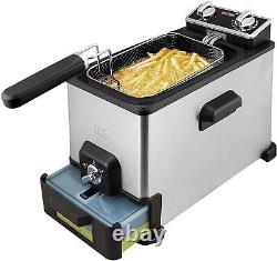 Kalorik FT 44466 BK Stainless Steel 4.2 Quart Deep Fryer with Oil Filtration XL