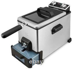 Kalorik FT 44466 BK Stainless Steel 4.2 Quart Deep Fryer with Oil Filtration XL