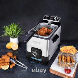 Kalorik Pro 4.2 Quart Triple-Basket Deep Fryer with Oil Filtration XL Basket