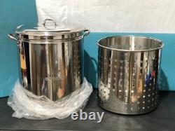 King Kooker KK62SR Stainless Steel Boiling Pot with Basket & Steam Ridge, 62-Quart