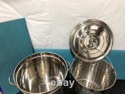 King Kooker KK62SR Stainless Steel Boiling Pot with Basket & Steam Ridge, 62-Quart