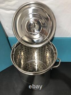 King Kooker KK62SR Stainless Steel Boiling Pot with Basket & Steam Ridge, 62-Quart