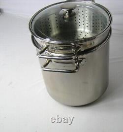 Kirkland Signature 12 Quart Stock Pot With Strainer Steamer & Lid Four Pieces