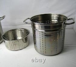 Kirkland Signature 12 Quart Stock Pot With Strainer Steamer & Lid Four Pieces