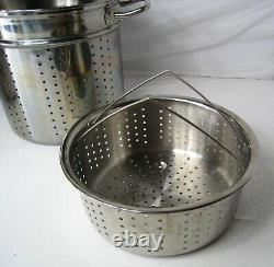 Kirkland Signature 12 Quart Stock Pot With Strainer Steamer & Lid Four Pieces