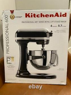 Kitchen Aid PRO 600 Series 6 Quart Bowl Lift Stand Mixer In Onyx Black