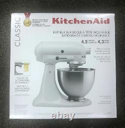 KitchenAid Classic Series 4.5 Quart Tilt-Head Stand Mixer, White (K45SSWH)