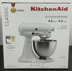 KitchenAid Classic Series 4.5 Quart Tilt-Head Stand Mixer, White K45SSWH New
