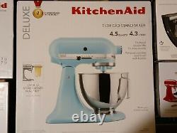 KitchenAid Deluxe 4.5 Quart Mixer Blue with bonus 7 attachments