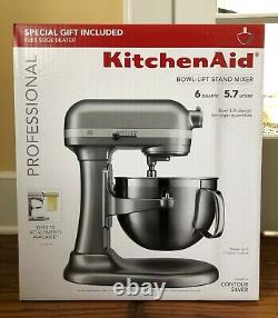 KitchenAid Professional 6 Quart 590W Bowl-Lift Stand Mixer with Flex Edge Silver